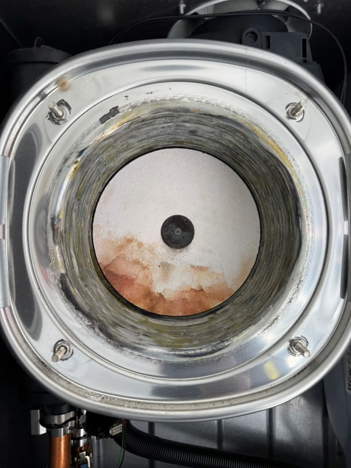 Cleaned boiler combustion chamber during a full service
